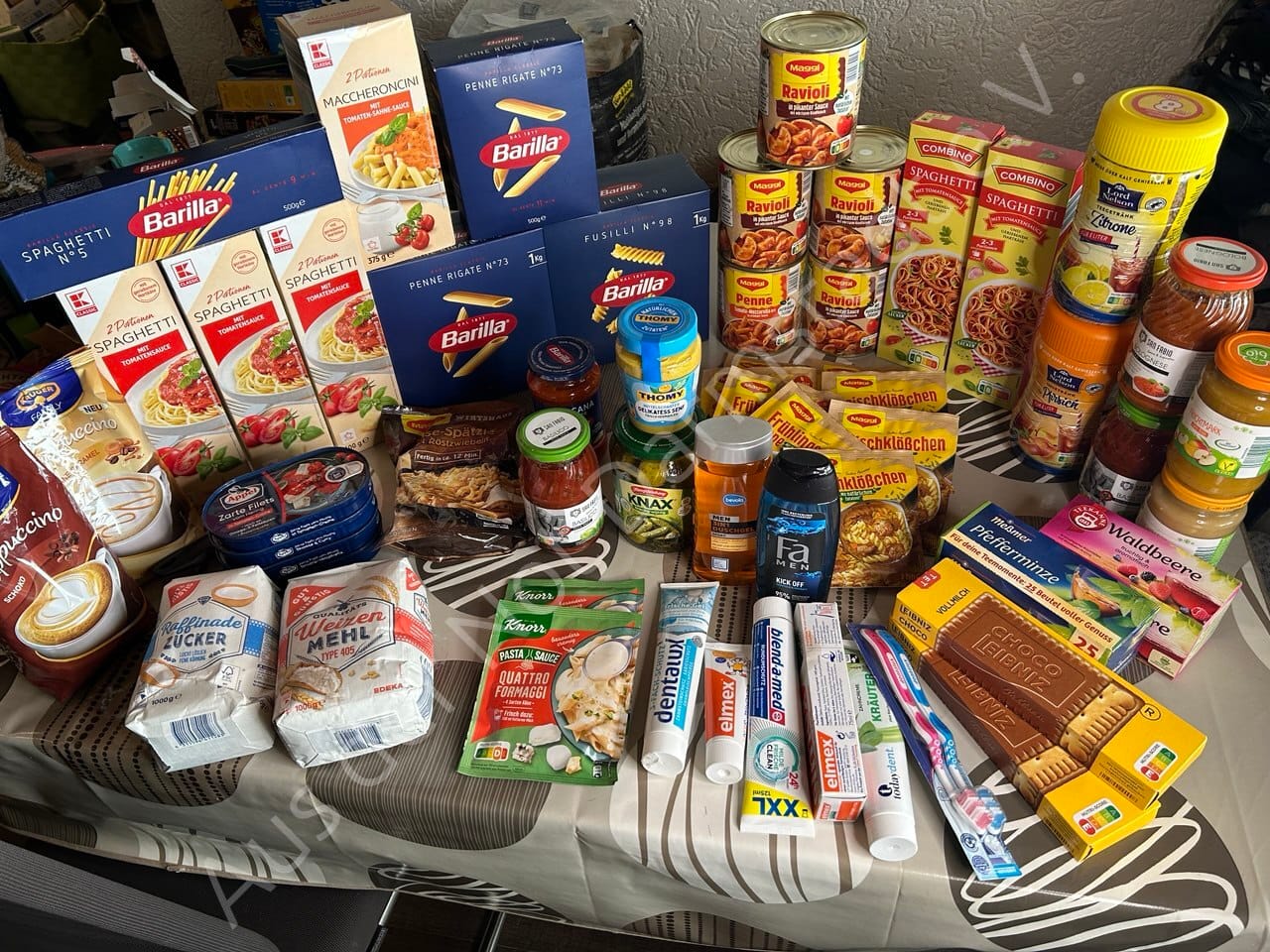 Versorgung von Menschen mit Lebensmitteln, Hygieneartikeln und mehr