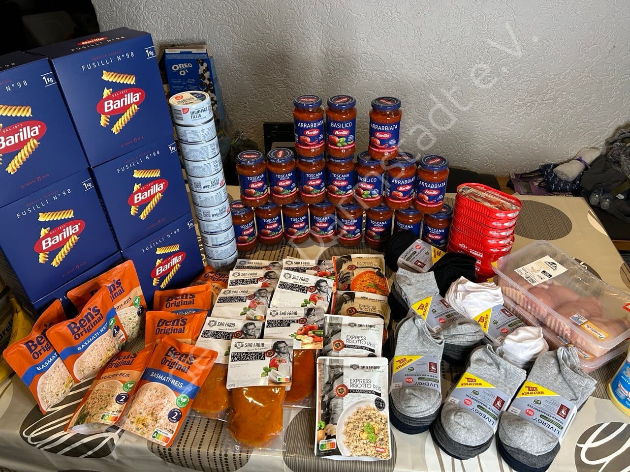 Versorgung von Menschen mit Lebensmitteln, Hygieneartikeln und mehr